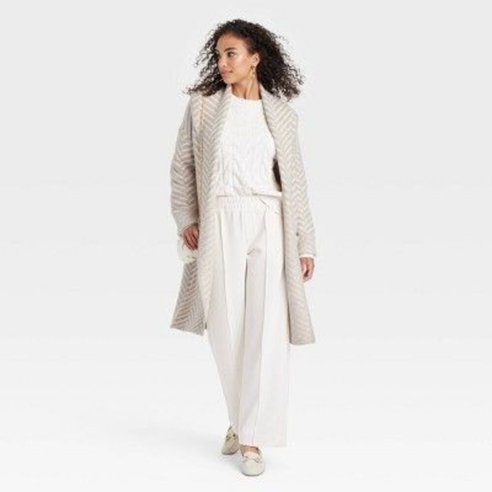 Open Box - A New Day - Women's Coatigan - A New Day Taupe/Crea Taupe/Cream - Picture 3 of 9
